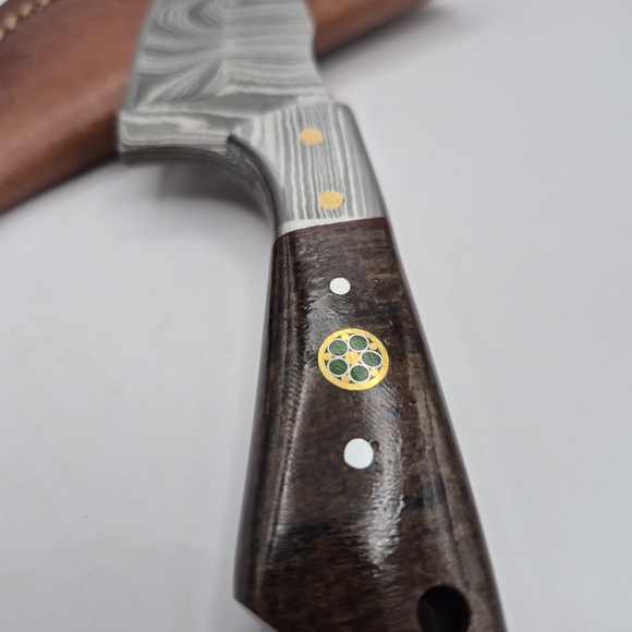 Handcrafted Damascus Steel Knife with Brown Handle - Picture 2 of 10